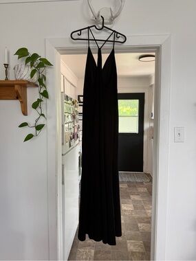 INA Black Spaghetti-Strap Gown